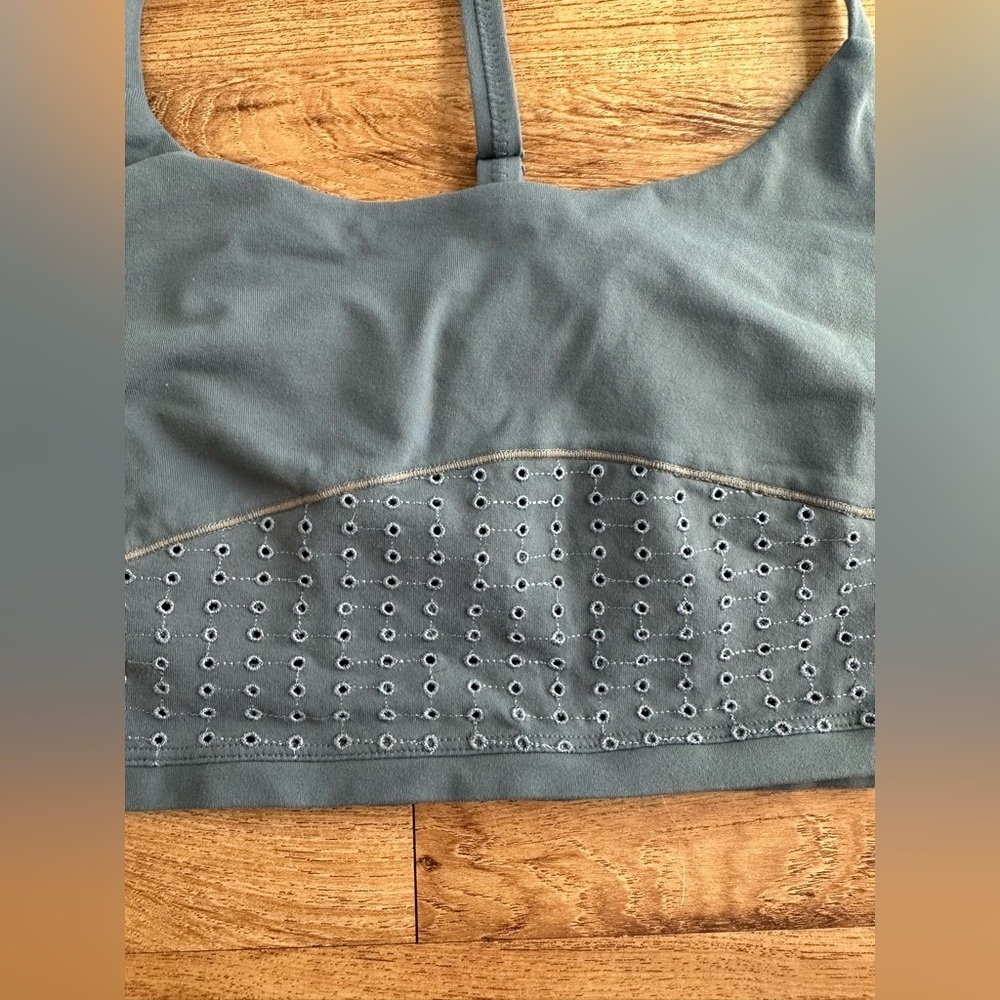 PrAna Faro Bralette Sports Bra in Chalkboard. Eyelet designs. Small. Like New. - Picture 4 of 11